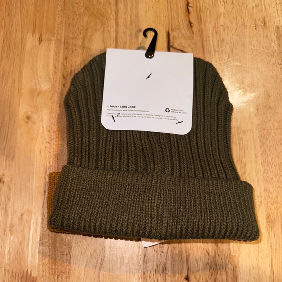 (2) NEW Timberland Beanie Tan/Army Green Knit Hat Caps NWT $68 - Picture 3 of 5